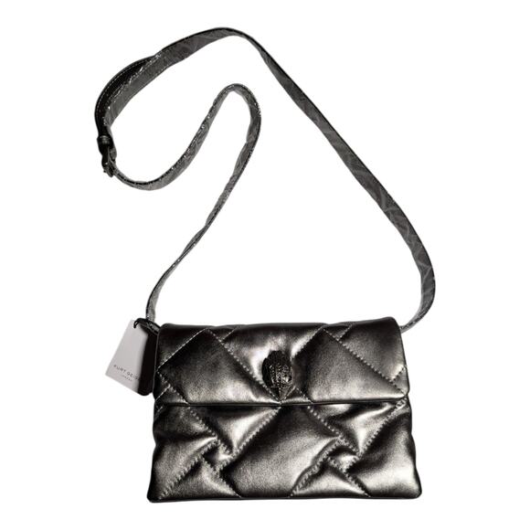 Kurt Geiger Kensington Gunmetal Soft Quilted Leather Medium Crossbody Bag NWT - Picture 1 of 9